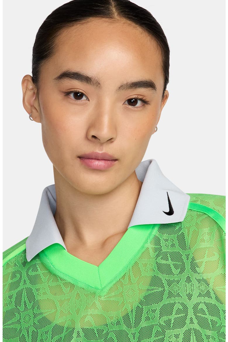 Lace Jersey Crop Polo, Alternate, color, GREEN STRIKE/ PURE PLATINUM