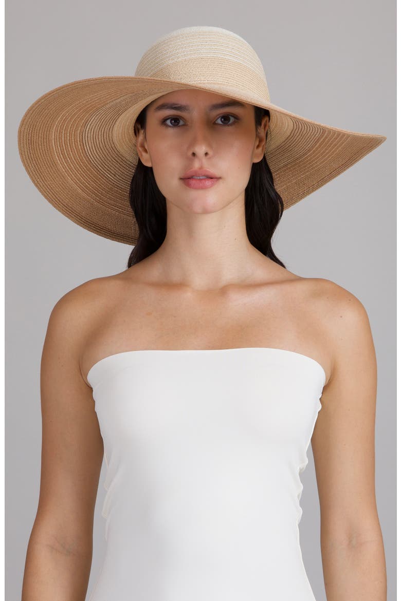 Bunny Ombré Straw Sun Hat, Alternate, color, IVORY/ NATURAL/ CAMEL