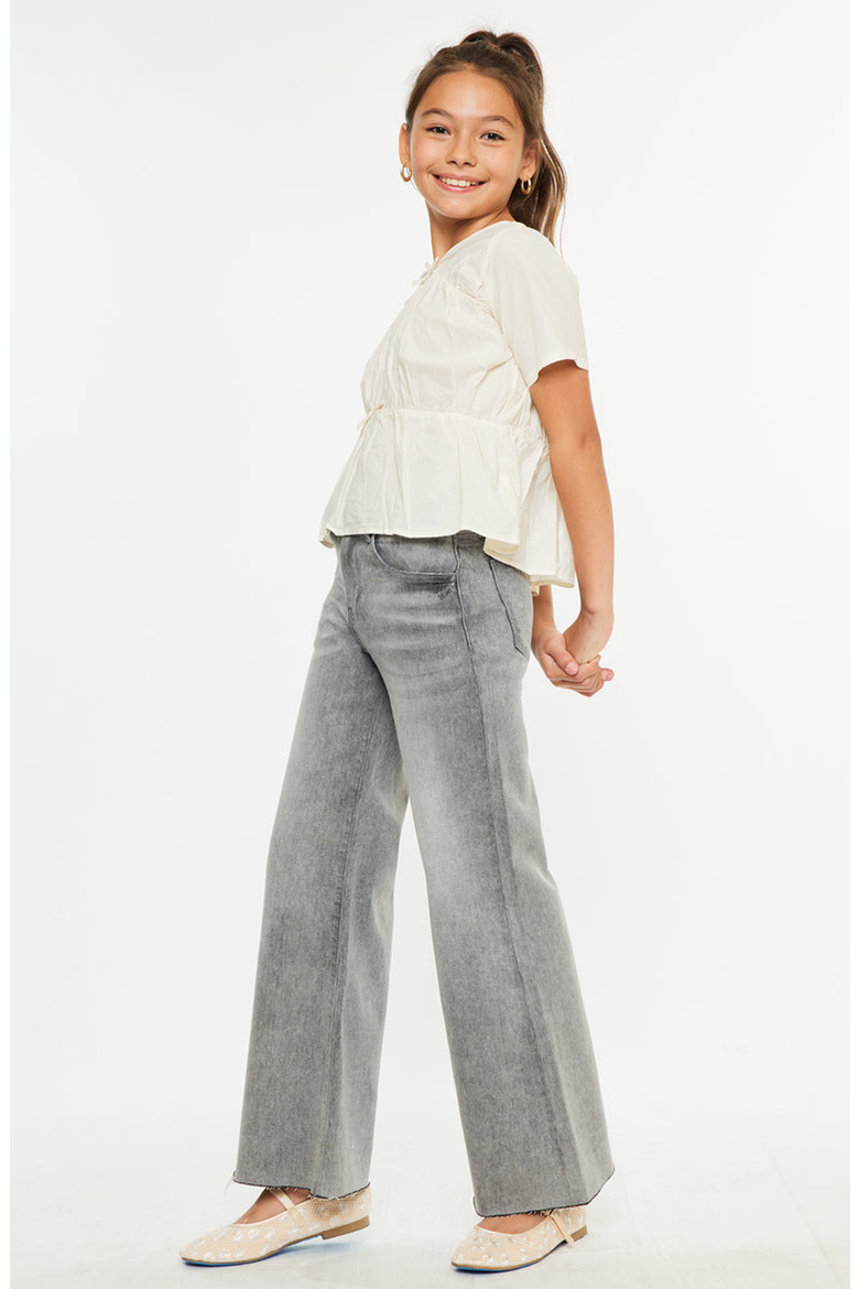 Kaitlyn High Rise Cropped Palazzo Jeans, Alternate, color, Light Gray