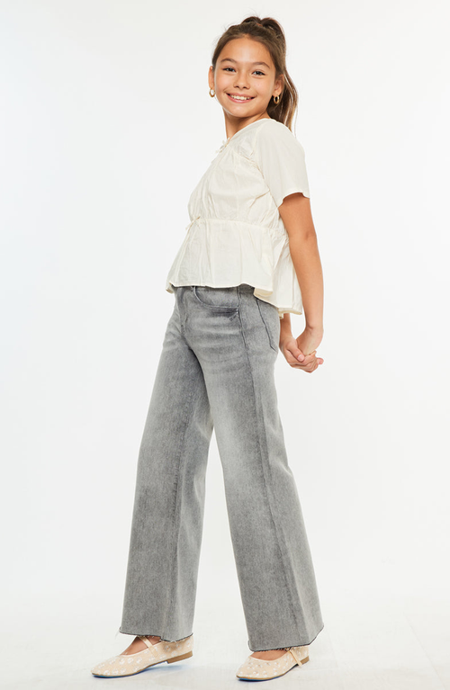 Kancan Kaitlyn High Rise Cropped Palazzo Jeans In Gray