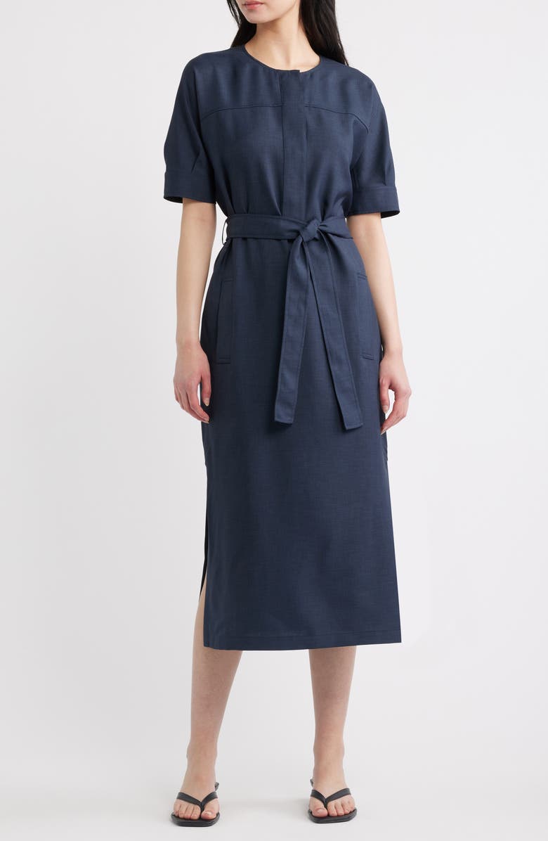 Theory City Midi Shirtdress, Main, color, Nocturne Navy - Xlv