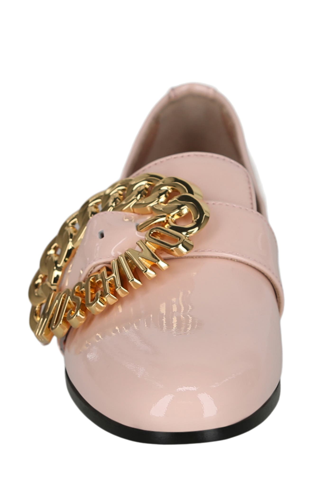 Moschino Big Buckle Patent Leather Loafer, Alternate, color, Pink