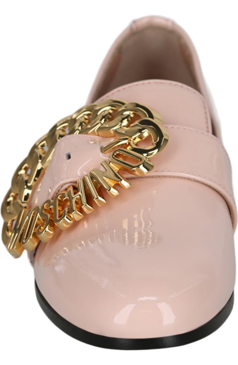 Moschino Big Buckle Patent Leather Loafer, Alternate, color, Pink
