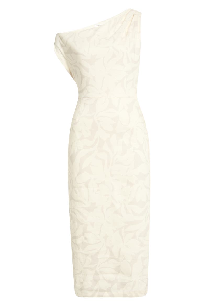 Floral Off the Shoulder Linen Blend Midi Dress, Main, color, IVORY- BEIGE FIRA BLOOM