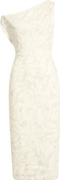 Nordstrom Floral Off the Shoulder Linen Blend Midi Dress