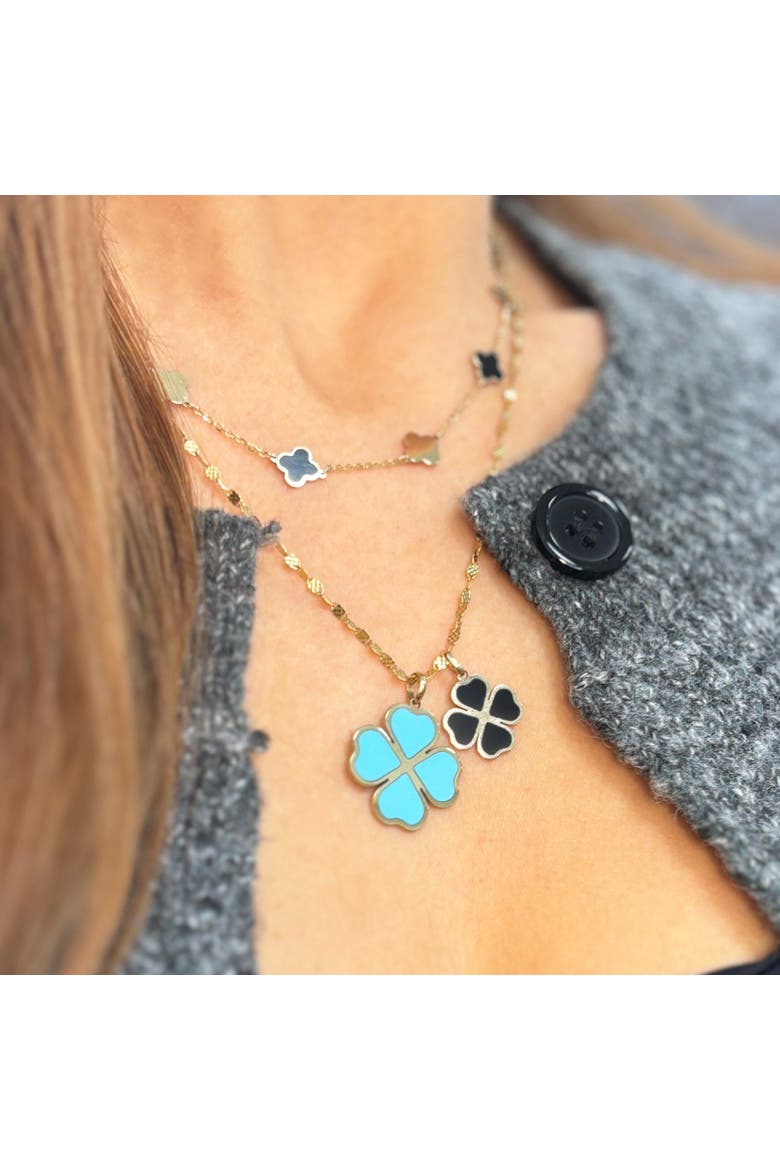 Turquoise Lucky Clover Charm, Alternate, color, Turquoise