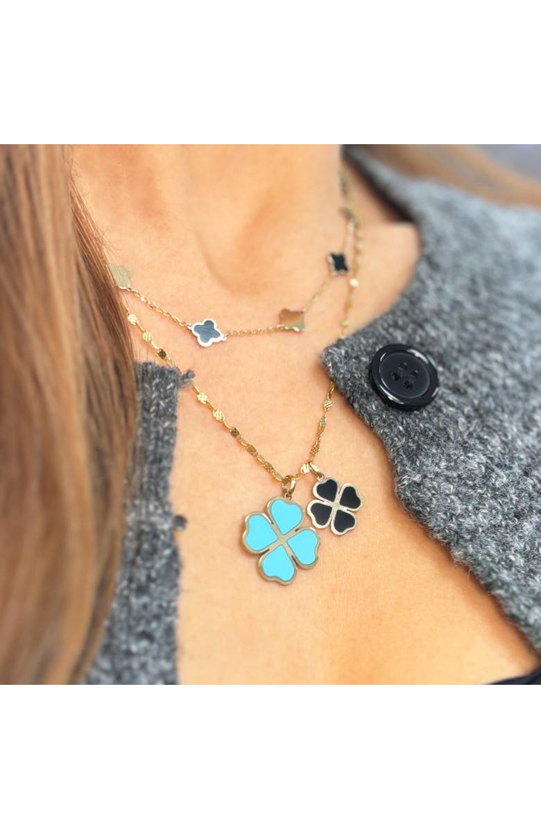 The Lovery Fine Jewelry Turquoise Lucky Clover Charm, Alternate, color, Turquoise
