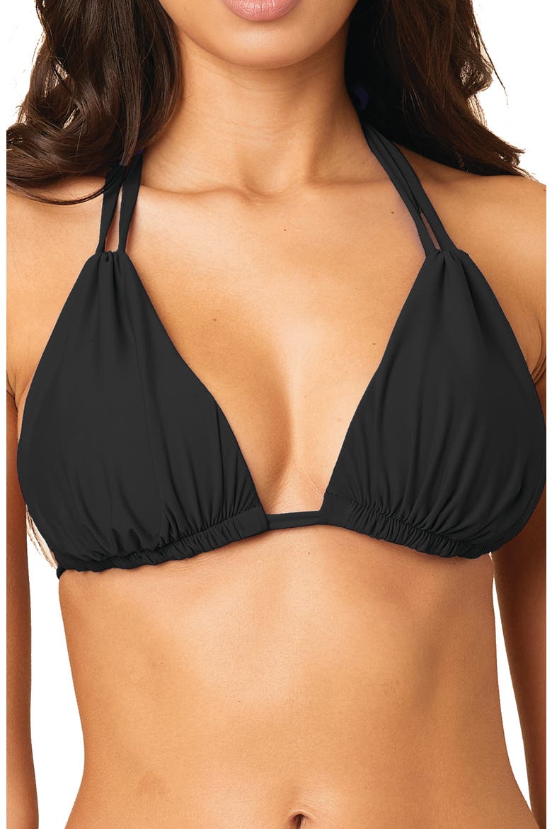 Riley Halter Triangle Bra Bikini Top, Alternate, color, BLACK