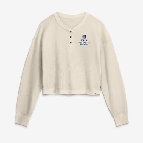 Women's Fanatics Cream New England Patriots Relaxed Cropped Long Sleeve Shirt