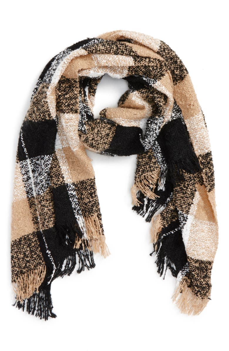 BP. Marled Plaid Scarf, Main, color, 