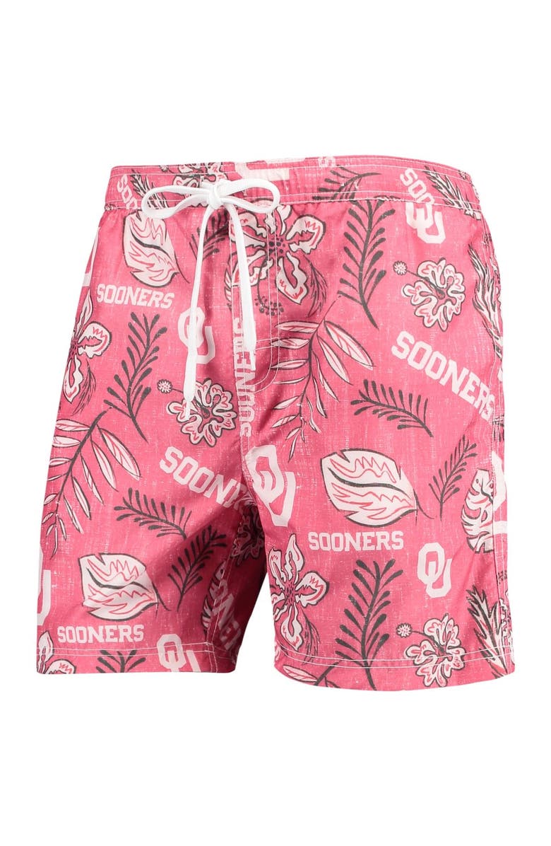 Wes & Willy Men's Wes & Willy Crimson Oklahoma Sooners Vintage Floral Swim Trunks, Alternate, color, Crimson