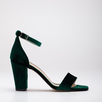 Emerald green block heel fashion sandals