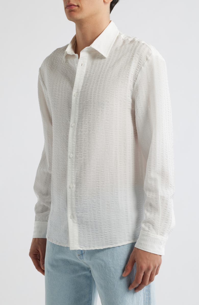 KROST Jordan Seersucker Stripe Button-Up Shirt, Alternate, color, White