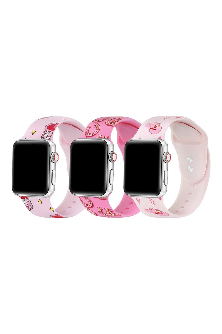 Assorted 3-Pack Printed Silicone Apple Watch® Watchbands, Main, color, PINK ASSORTED