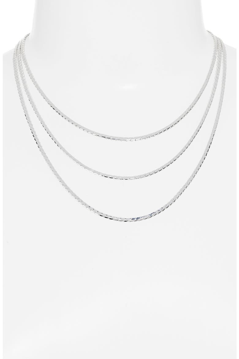 Sarain Triple Strand Necklace, Alternate, color, SILVER