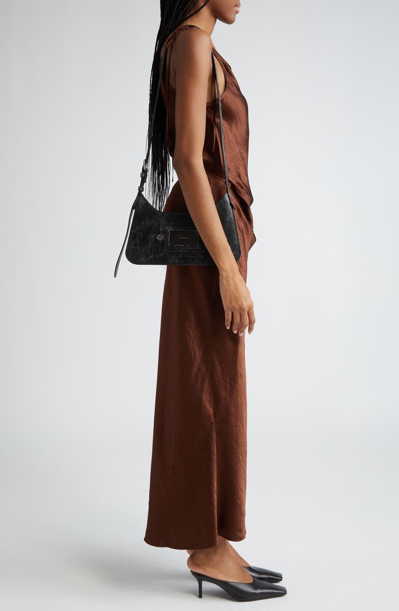 Acne Studios Mini Platt Crackle Leather Shoulder Bag, Alternate, color,