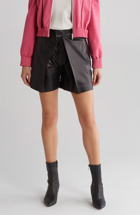 Overlay Panel Leather Shorts