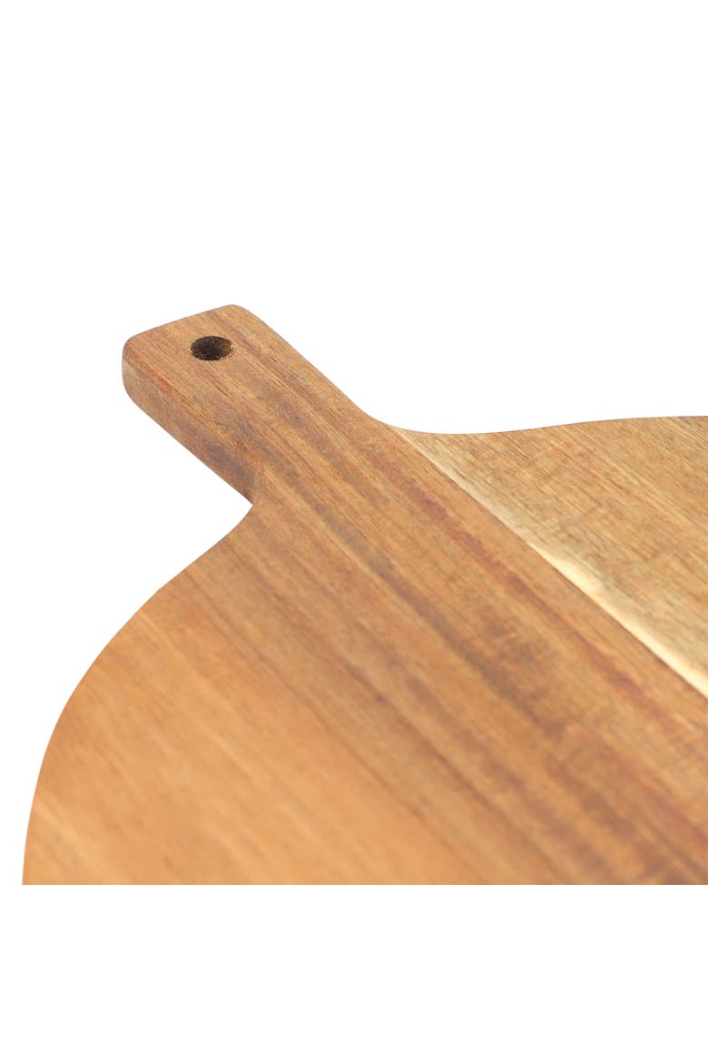 12 Inch Acacia Wood Round Serving Board with Handle, Alternate, color, Acacia