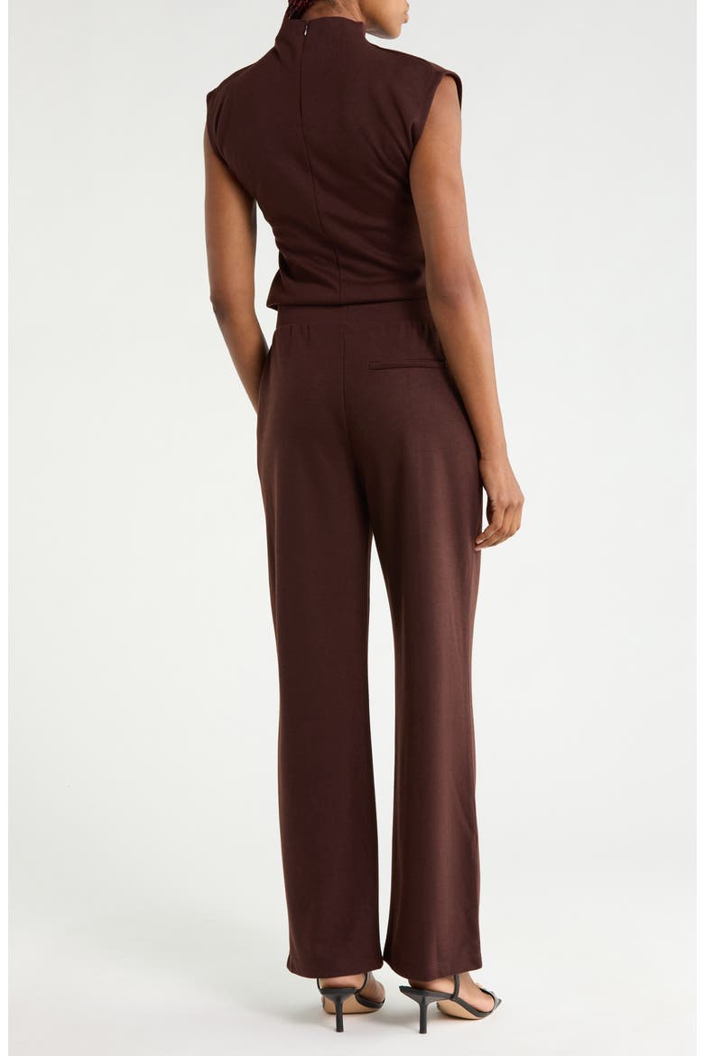 Mock Neck Sleeveless Top and Wide Leg Pants Set, Alternate, color, CHOCOLATE