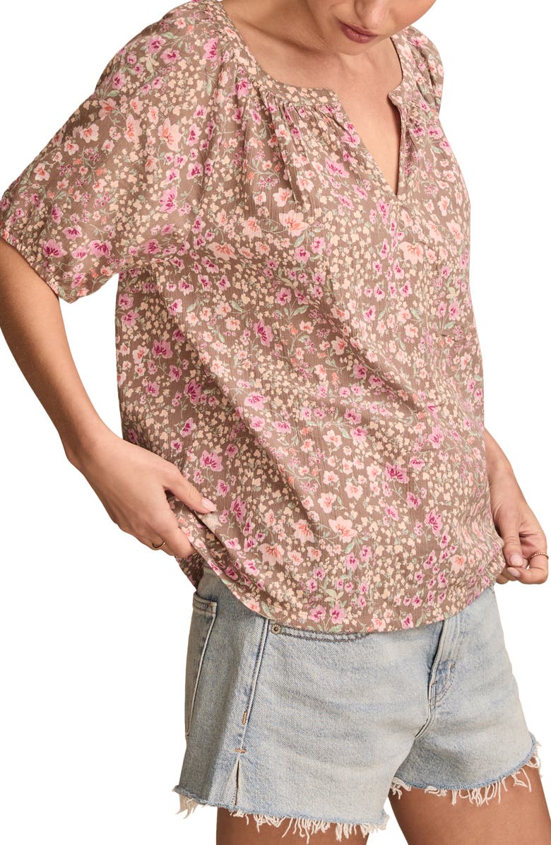Lucky Brand Floral Peasant Top, Alternate, color, 