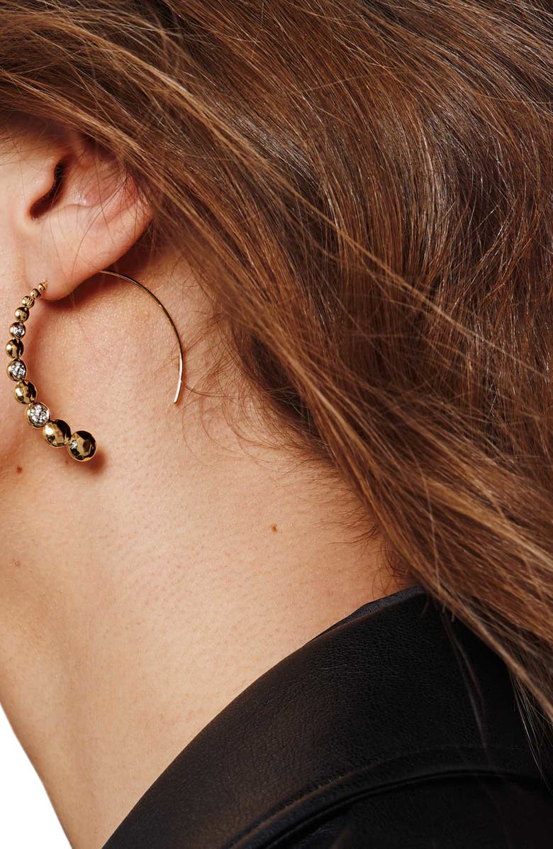 John Hardy Dot Hammered Diamond Pavé Medium Hoop Earrings, Alternate, color, 