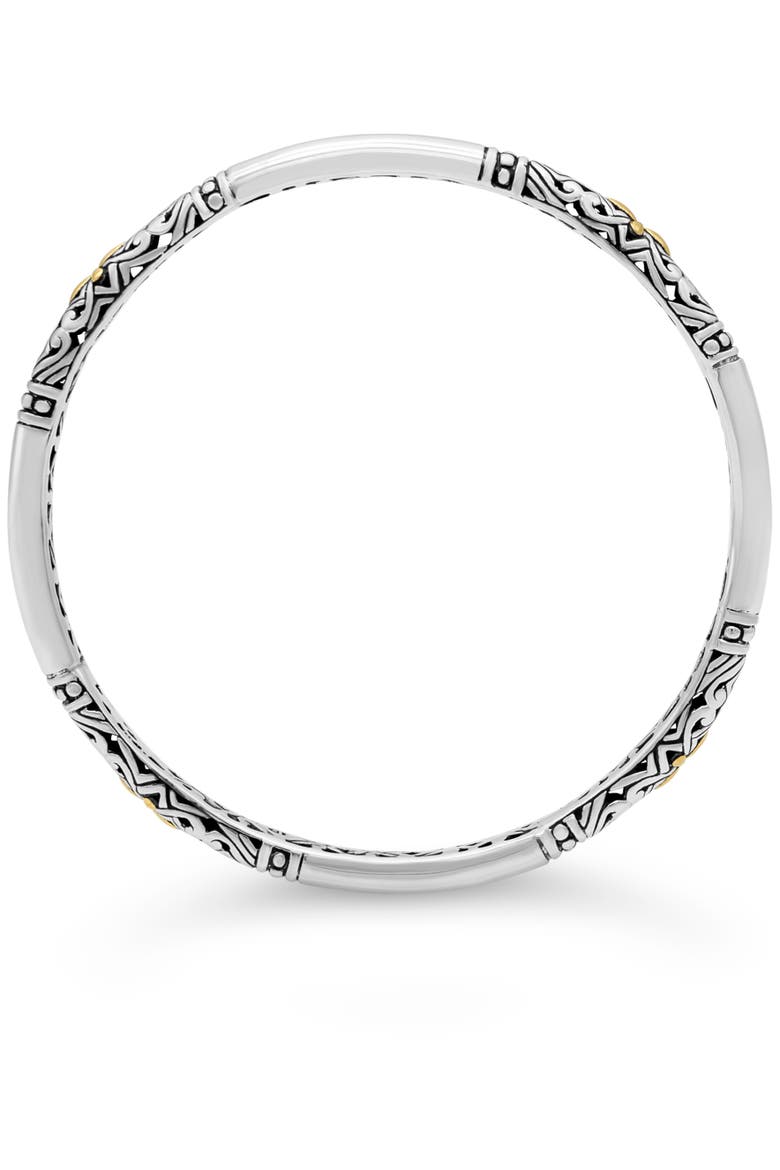 Filigree Bangle Slide-on Bracelet in Sterling Silver and 18K Gold Accents, Alternate, color, Silver