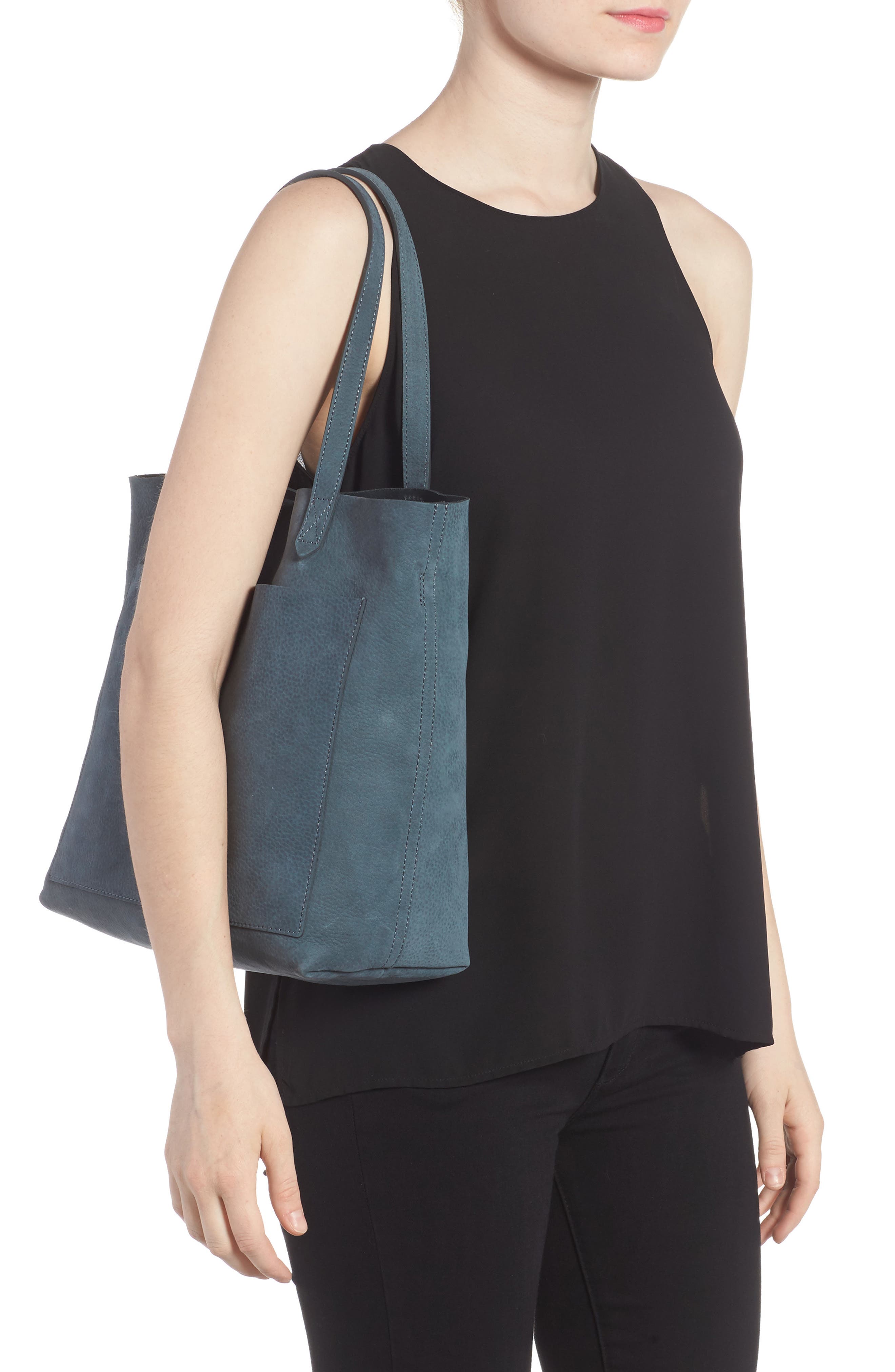 Medium Leather Transport Tote, Alternate, color, MIDNIGHT SPRUCE
