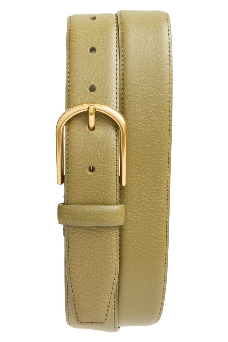 Maxwell Leather Belt, Main, color, OLIVE DARK