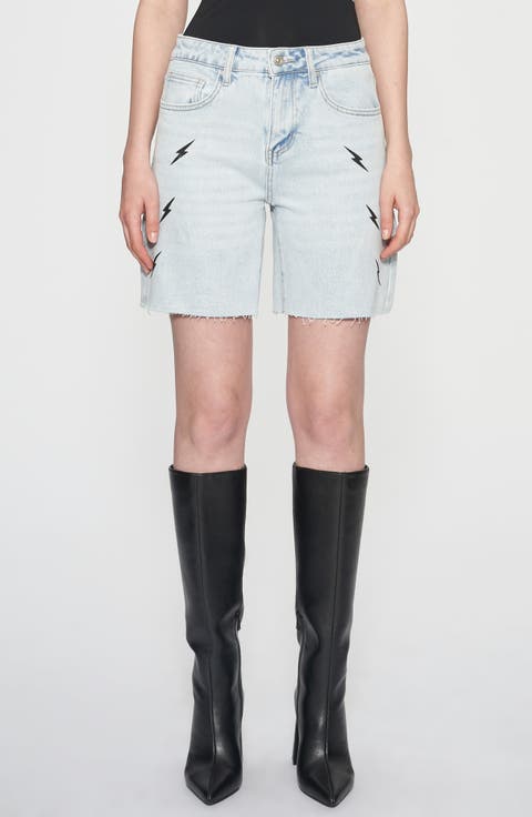 Miki High Waist Denim Bermuda Shorts