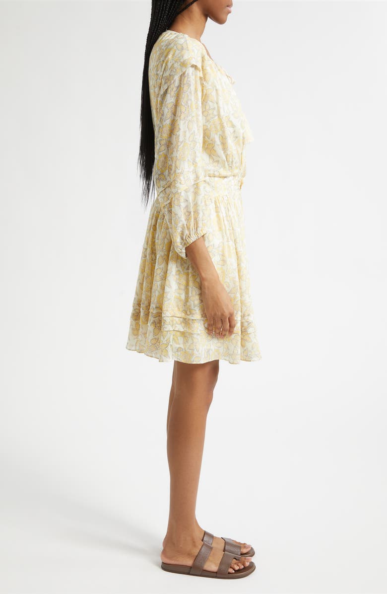 Derek Lam 10 Crosby Solange Print Voile Minidress, Alternate, color, Valiase Yellow Floral