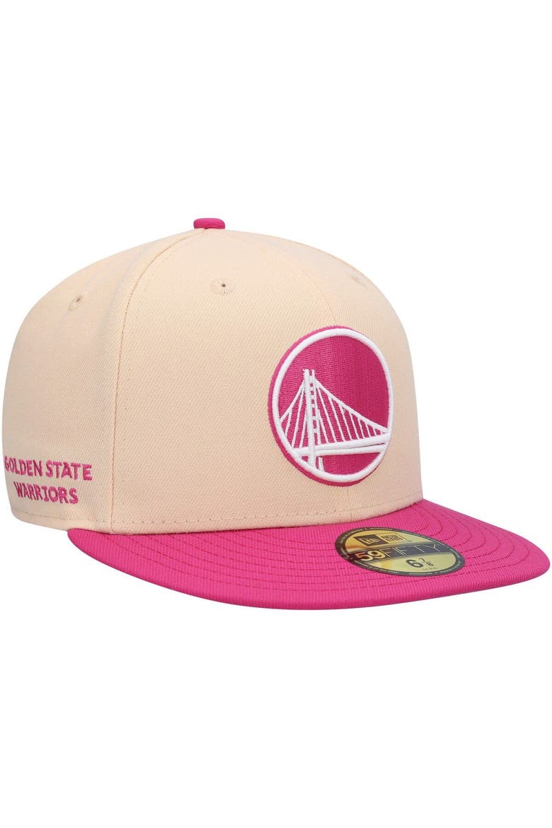 Men's New Era Orange/Pink Golden State Warriors Passion Mango 59FIFTY Fitted Hat, Main, color, Orange