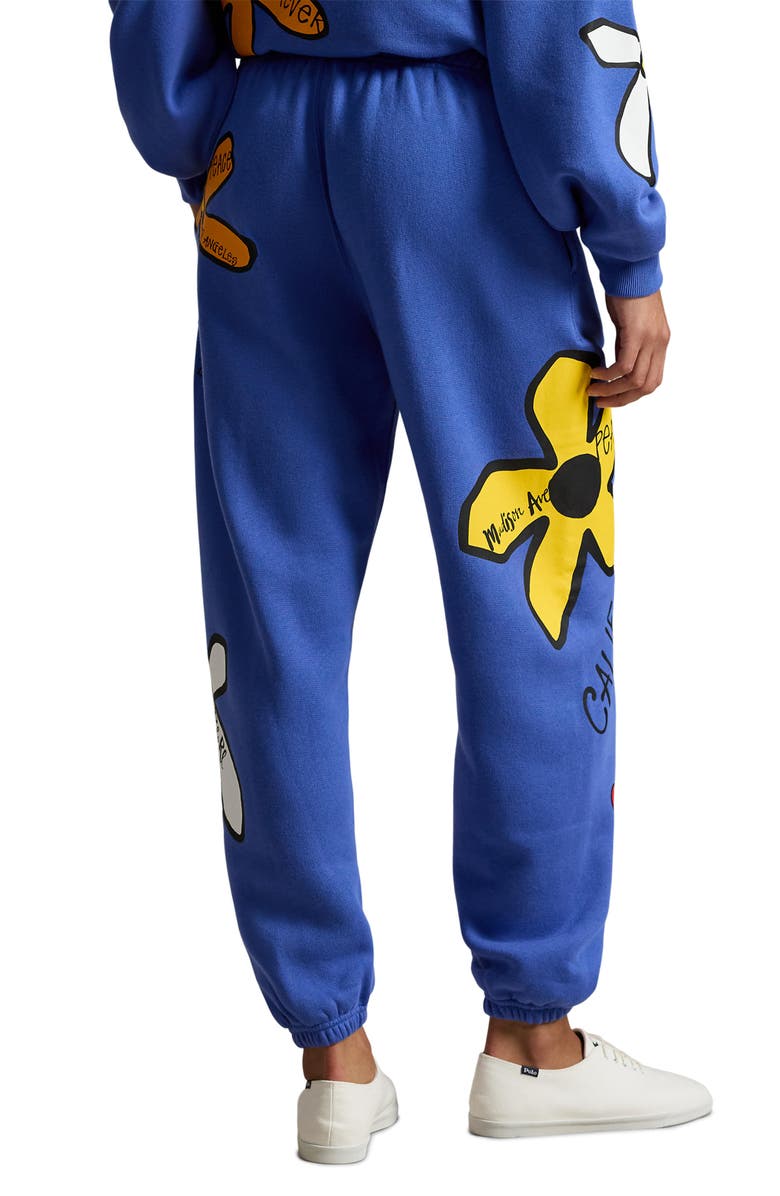 Polo Ralph Lauren Flower Graphic Cotton Blend Joggers, Alternate, color, Indigo Sky