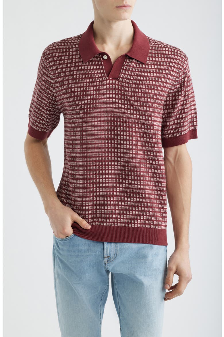 Jacquard Sweater Polo, Main, color, DUSTY MERLOT