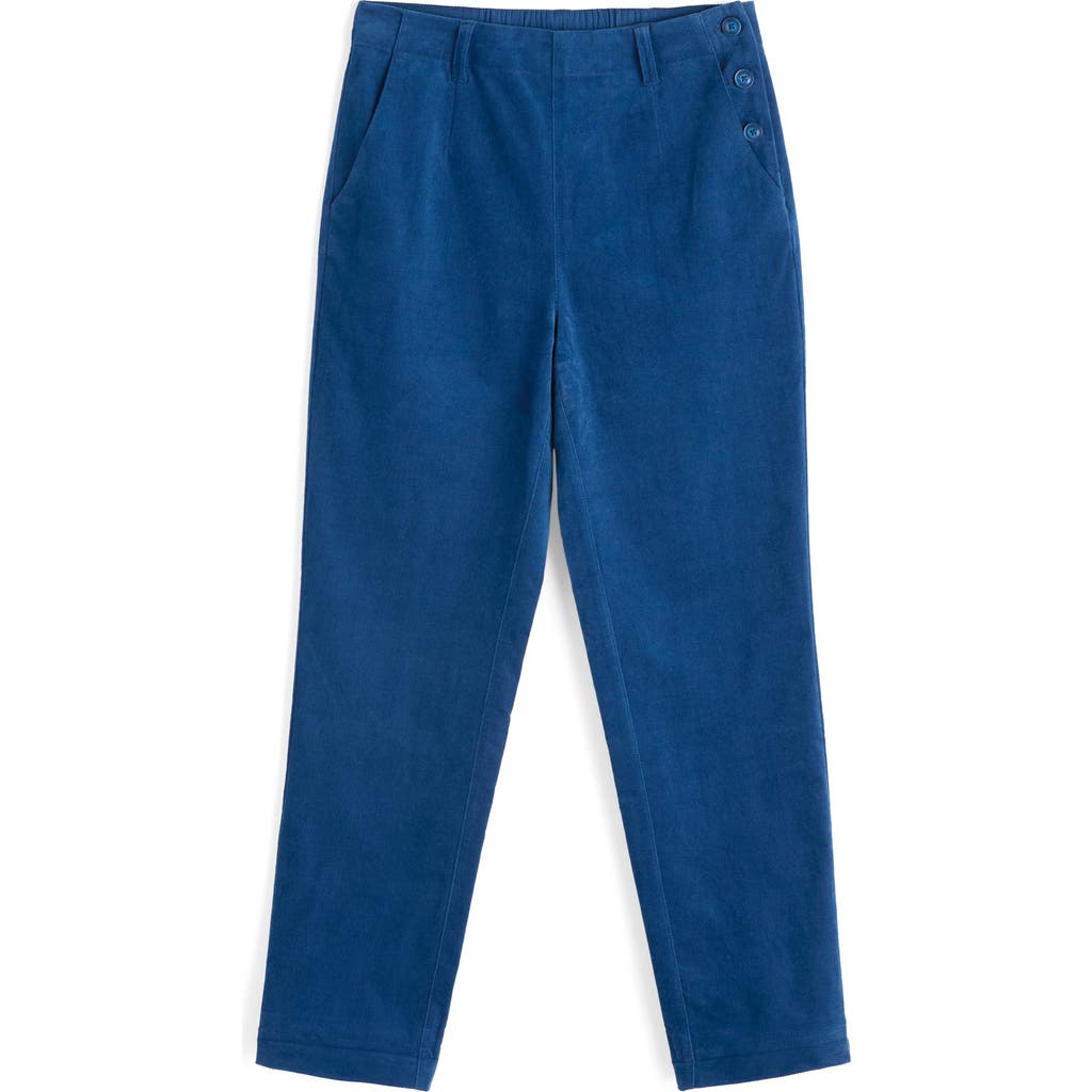 Seasalt Cornwall Crackington Sailor Button Crop Pull-on Pants In Blue