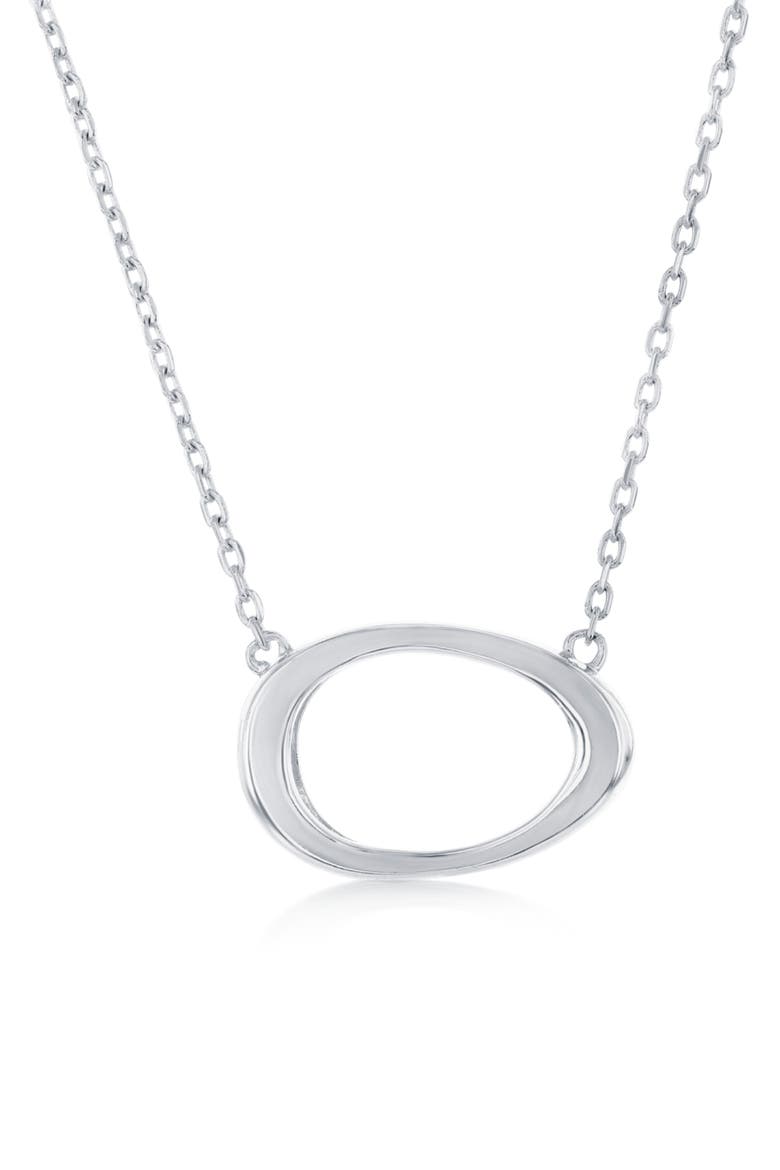 Open Oval Pendant Necklace, Main, color, SILVER
