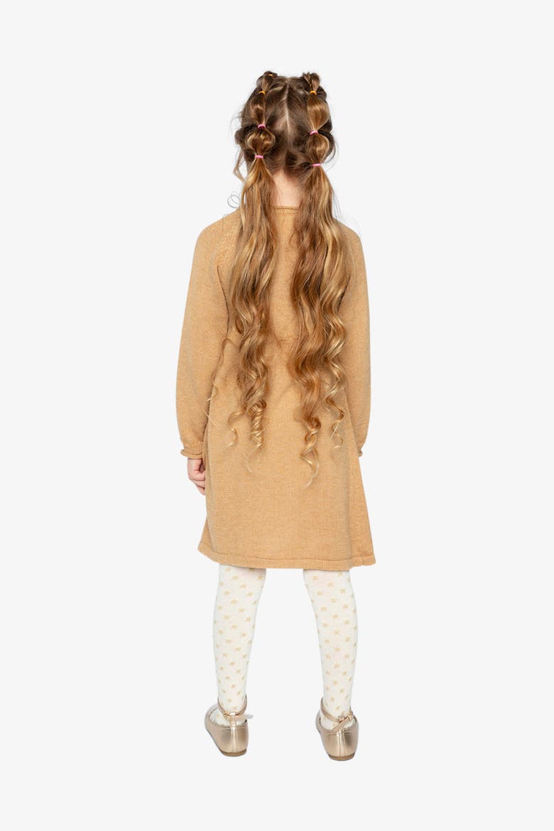 Bow Front Pleat A-Line Knitted Dress, Alternate, color, Brown Cinnamon