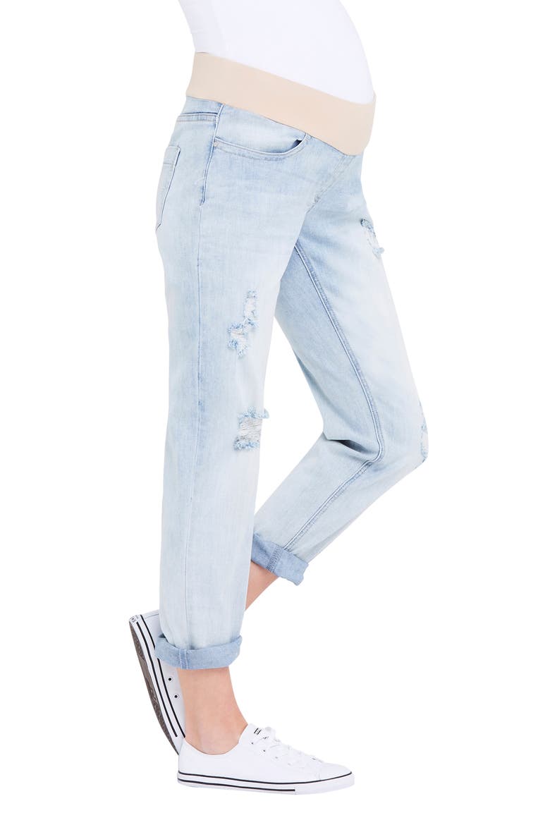 Baxter Ripped Maternity Boyfriend Jeans, Alternate, color, CLEAN FADE