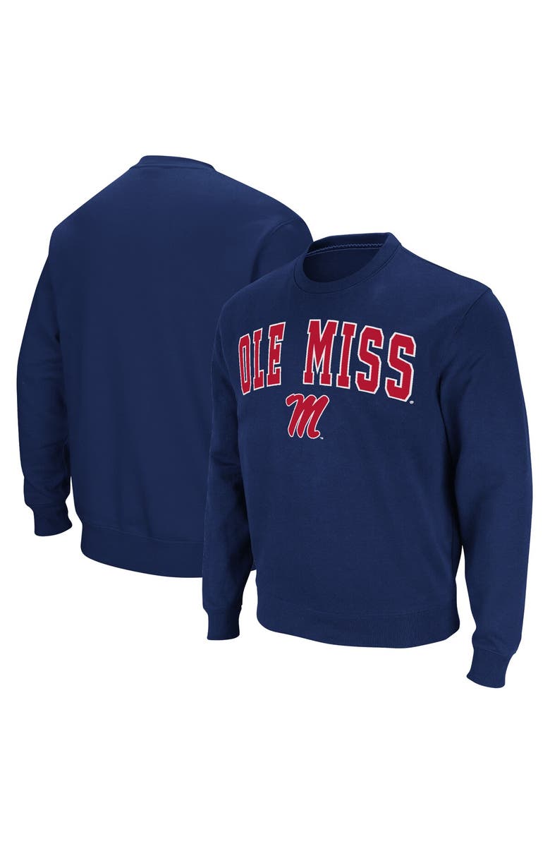 COLOSSEUM Men's Colosseum Navy Ole Miss Rebels Arch & Logo Pullover Sweatshirt, Main, color, Navy