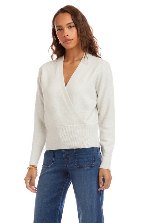 Karen Kane Sequin Wrap Sweater In White
