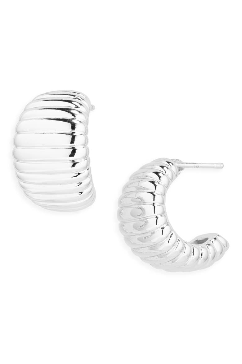 Textured Chunky Hoop Earrings, Main, color, SILVER