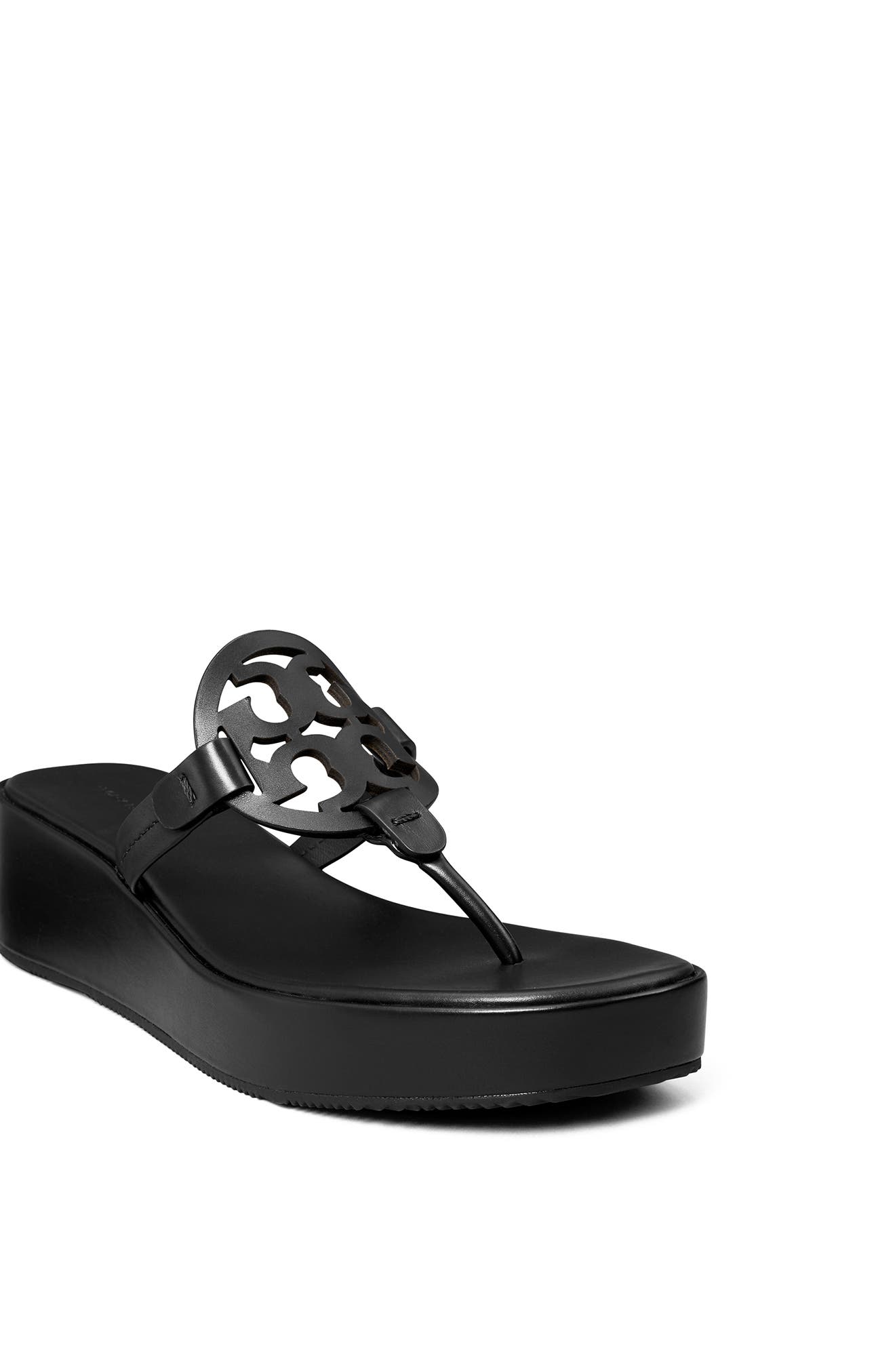 Tory Burch Miller Platform Wedge Flip Flop, Alternate, color, Perfect Black