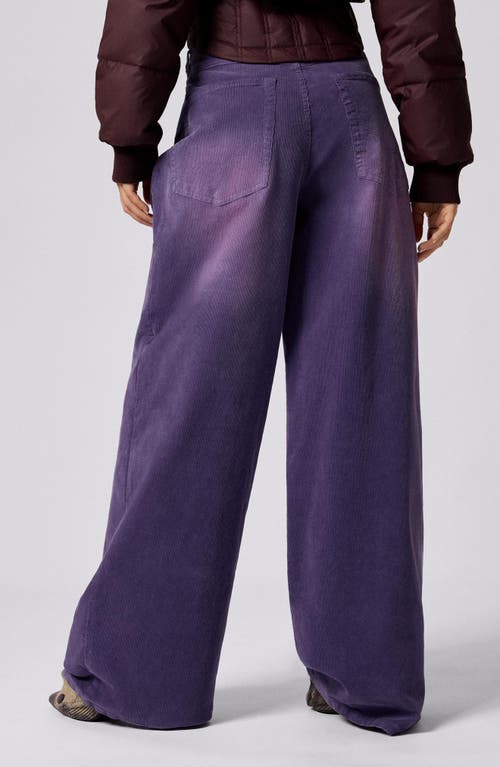 Desigual Stretch Cotton Corduroy Wide Leg Pants In Blue