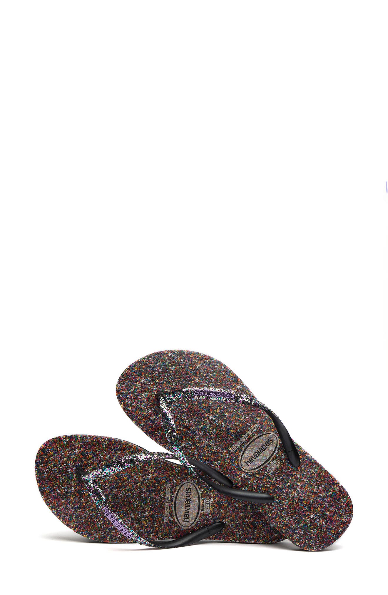 Slim Glitter Flip Flop, Alternate, color, LILAC