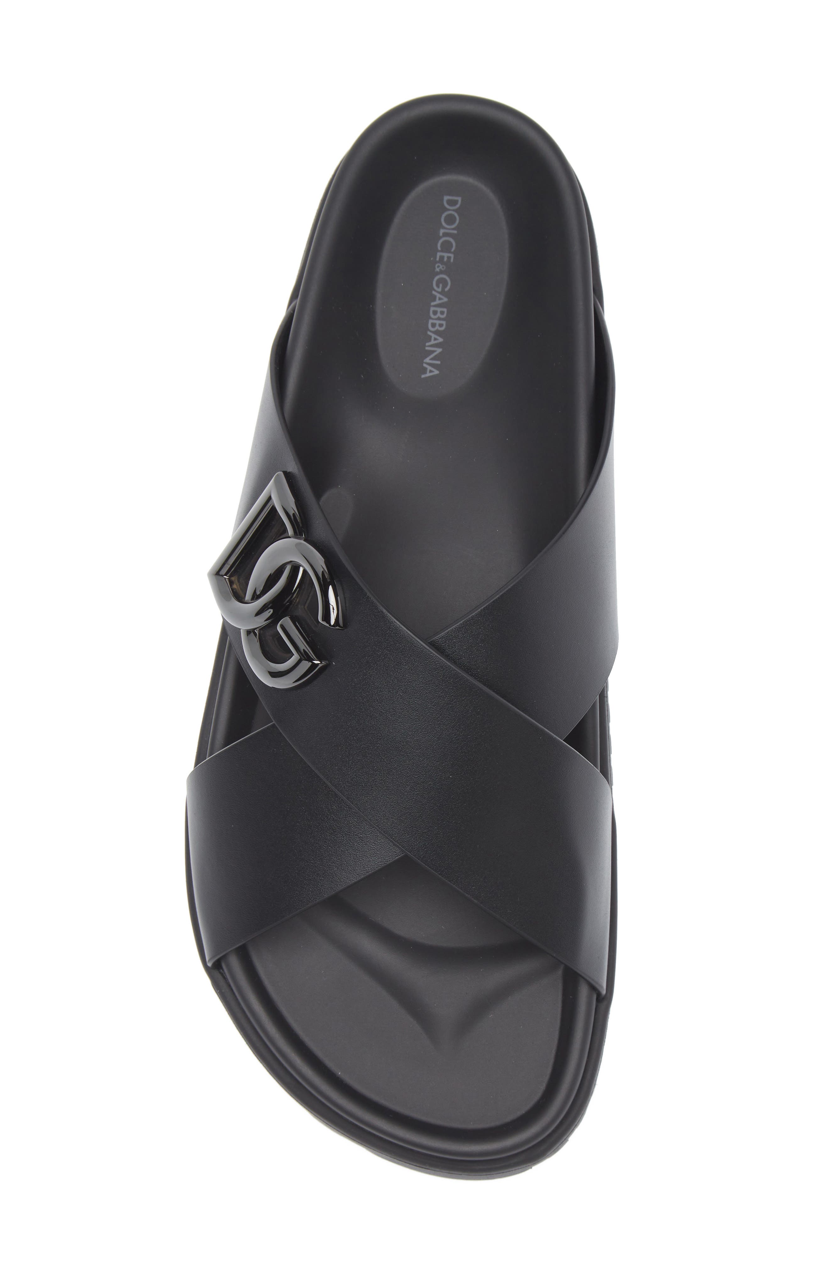 Dolce&Gabbana Logo Slide Sandal, Alternate, color, 80999 Nero