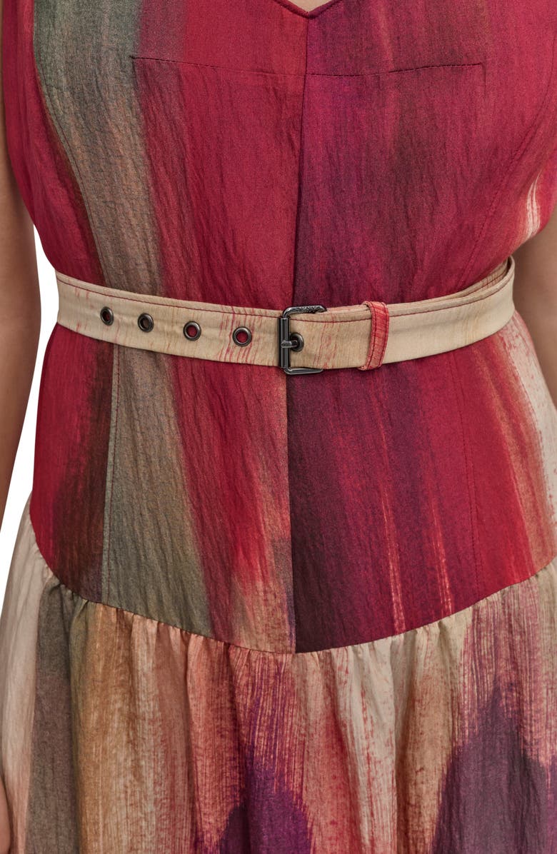 DKNY Abstract Print Drop Waist Sleeveless Dress, Alternate, color, June Brush Stroke