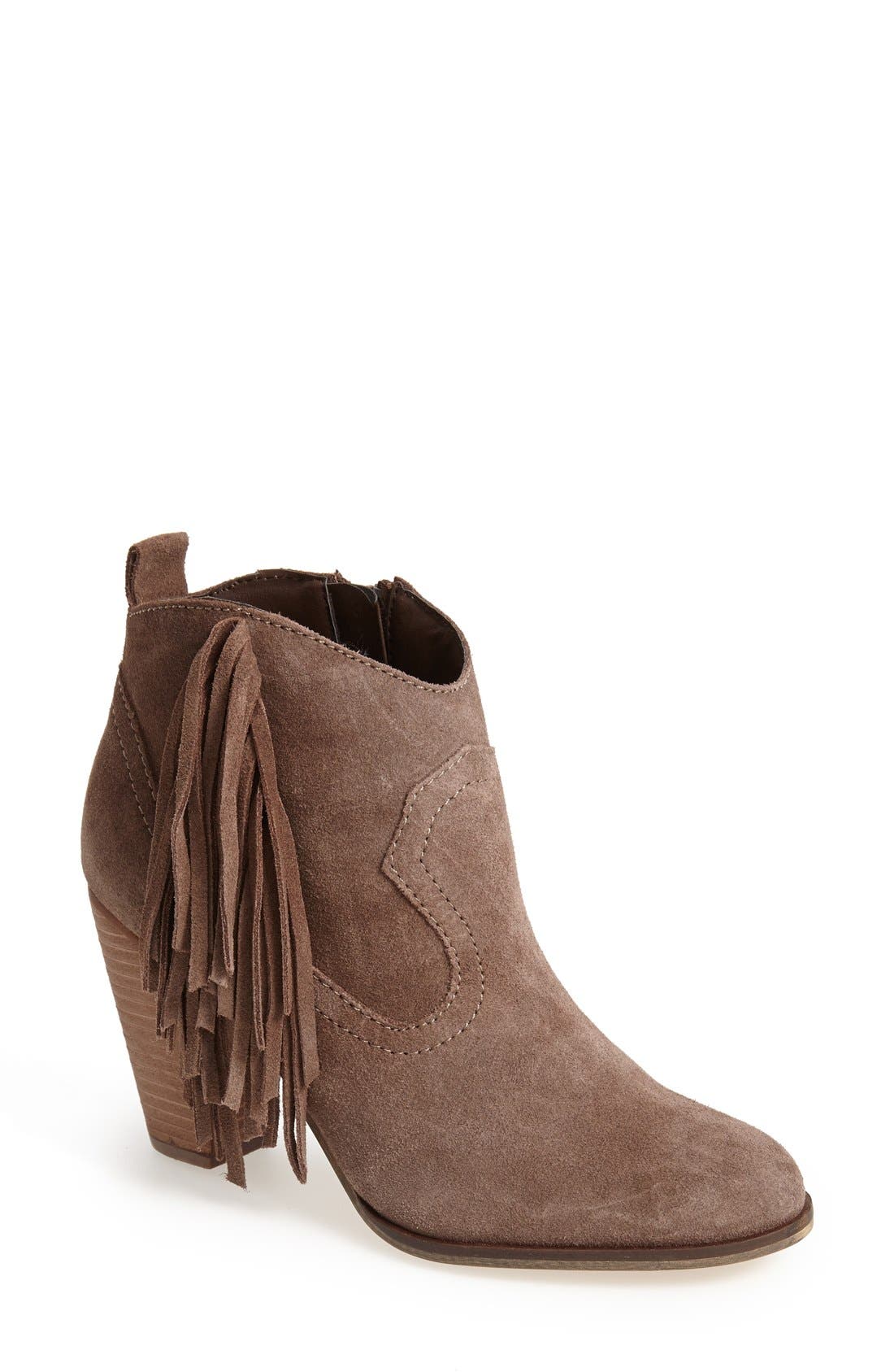 'Ponncho' Suede Bootie, Main, color, TAUPE SUEDE