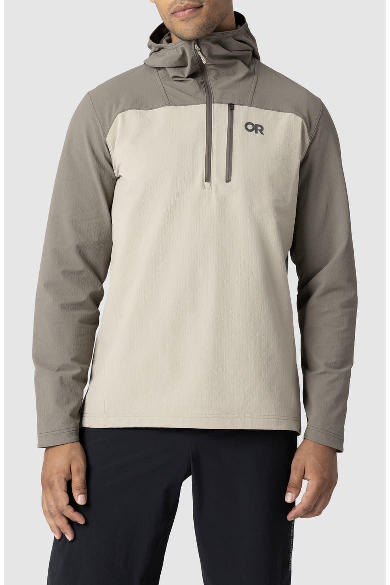 Freewheel Mountain Bike Half Zip Hoodie, Main, color, PRO KHAKI/ GRAVEL