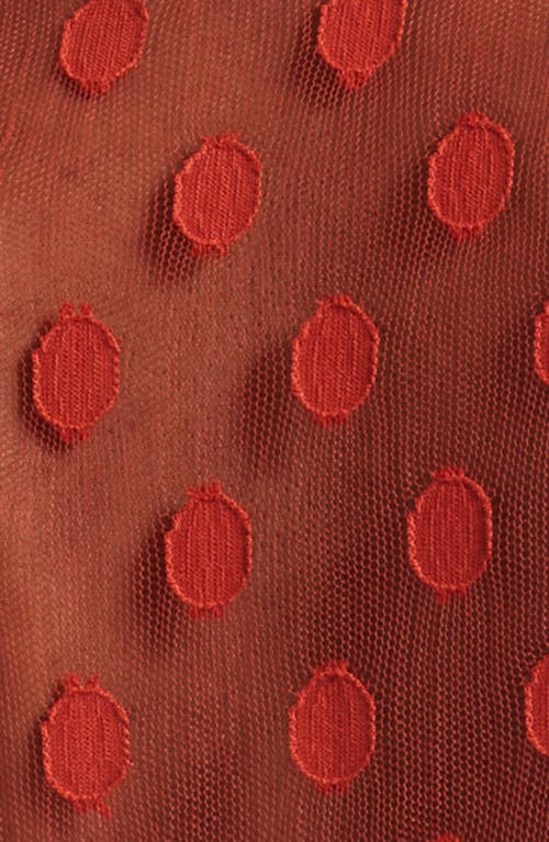 Ulla Johnson Soraya Dot Sheer Mesh Button-up Shirt In Red