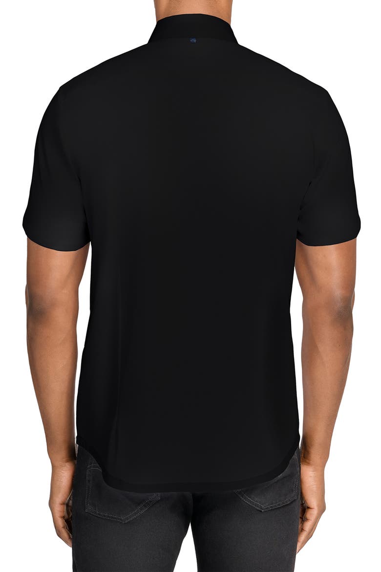 Hudson Reworked Slim Fit Solid Short Sleeve Cotton Button-Up Shirt, Alternate, color, BLACK