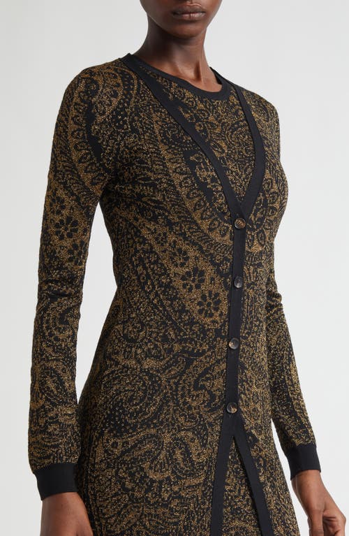 Etro Metallic Paisley Longline Cardigan In Multi